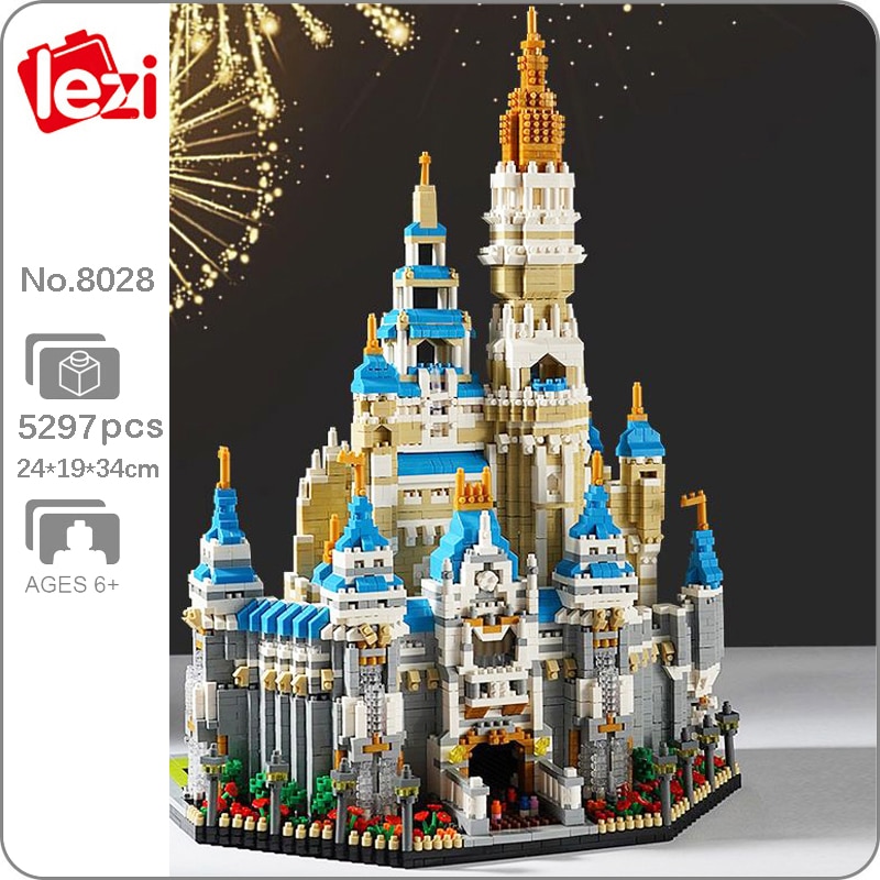 Lezi 8028 World Architecture Amusement Park Dream Castle Tower Model Mini Diamond Blocks Bricks Building Toy for Children no Box 1