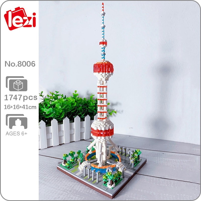 Lezi 8006 World Architecture Shanghai Oriental Pearl TV Tower Square Mini Diamond Blocks Bricks Building Toy for Children no Box 1