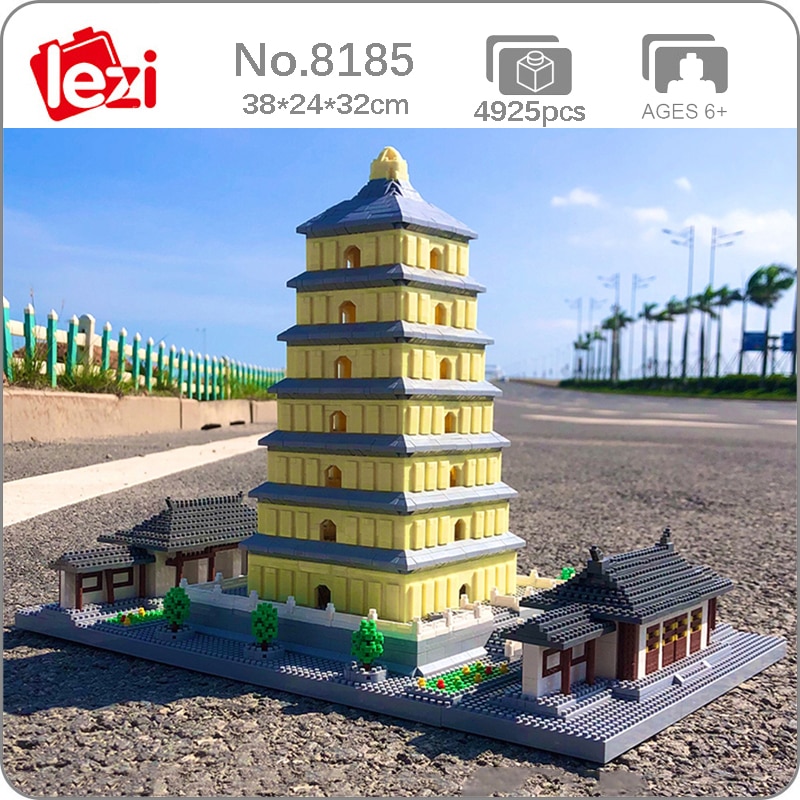 Lezi 8185 World Architecture China Ancient Wild Goose Pagoda Tower Mini Diamond Blocks Bricks Building Toy for Children no Box 1