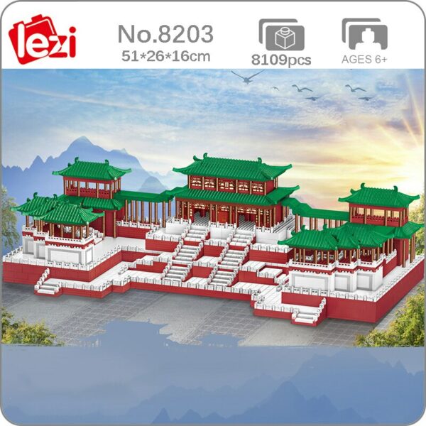 Lezi 8203 World Architecture Ancient Daming Palace Emperor Pavilion Mini Diamond Blocks Bricks Building Toy for Children no Box 1