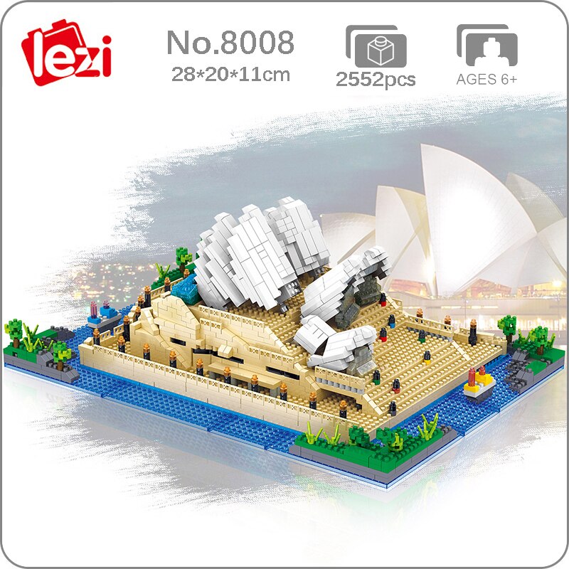 Lezi 8008 World Architecture Sydney Opera House Ship Boat Tree Ocean Mini Diamond Blocks Bricks Building Toy for Children no Box 1