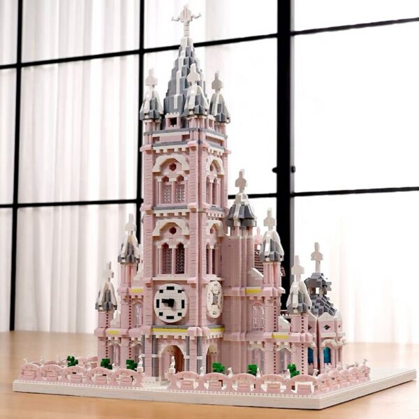 Lezi 8052 World Architecture Sacred Heart Church Castle Clock Tower Mini Diamond Blocks Bricks Building Toy for Children no Box 4
