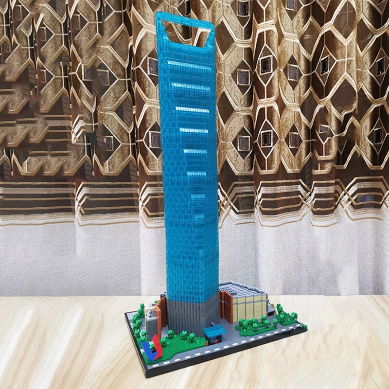 Lezi 8010 Architecture Shanghai World Financial Center Tree 3D Model Mini Diamond Blocks Bricks Building Toy for Children no Box 2