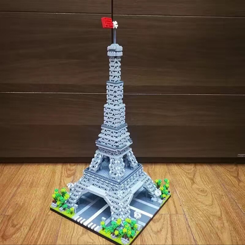 Lezi 8002 World Architecture France Paris Eiffel Tower 3D Model DIY Mini Diamond Blocks Bricks Building Toy for Children 2