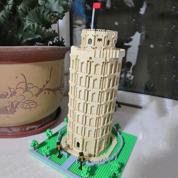 Lezi 8043 World Architecture Italy Leaning Tower of Pisa Flag Garden Mini Diamond Blocks Bricks Building Toy for Children no Box 3