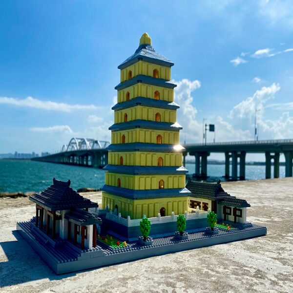 Lezi 8185 World Architecture China Ancient Wild Goose Pagoda Tower Mini Diamond Blocks Bricks Building Toy for Children no Box 3