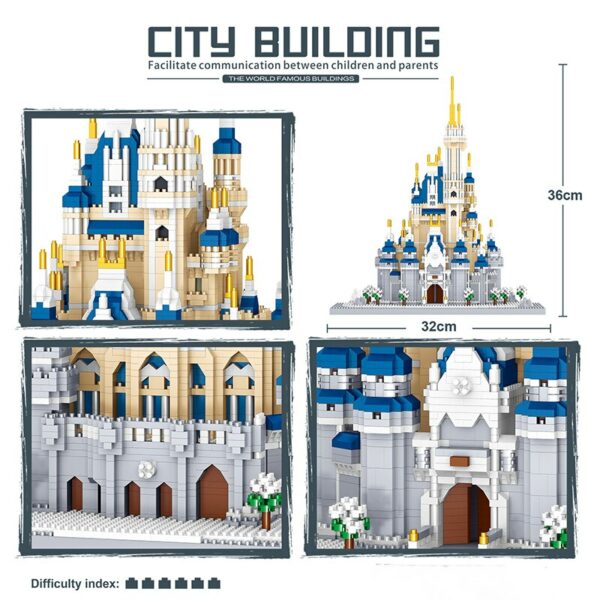 Lezi 8189 World Architecture Snow Castle Palace Tower Winter Tree 3D Mini Diamond Blocks Bricks Building Toy for Children no Box 4