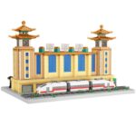 Lezi 8214 World Architecture Beijing Railway Station Tower Train DIY Mini Diamond Blocks Bricks Building Toy for Children no Box 4