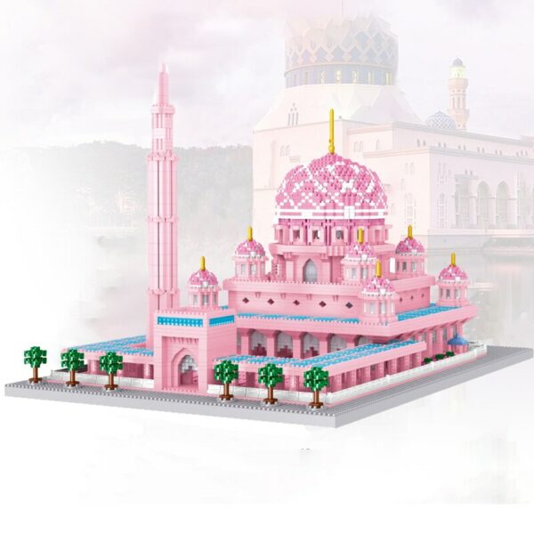 Lezi 8188 World Architecture Masjid Putra Mosque Pink Church Palace Mini Diamond Blocks Bricks Building Toy for Children no Box 3
