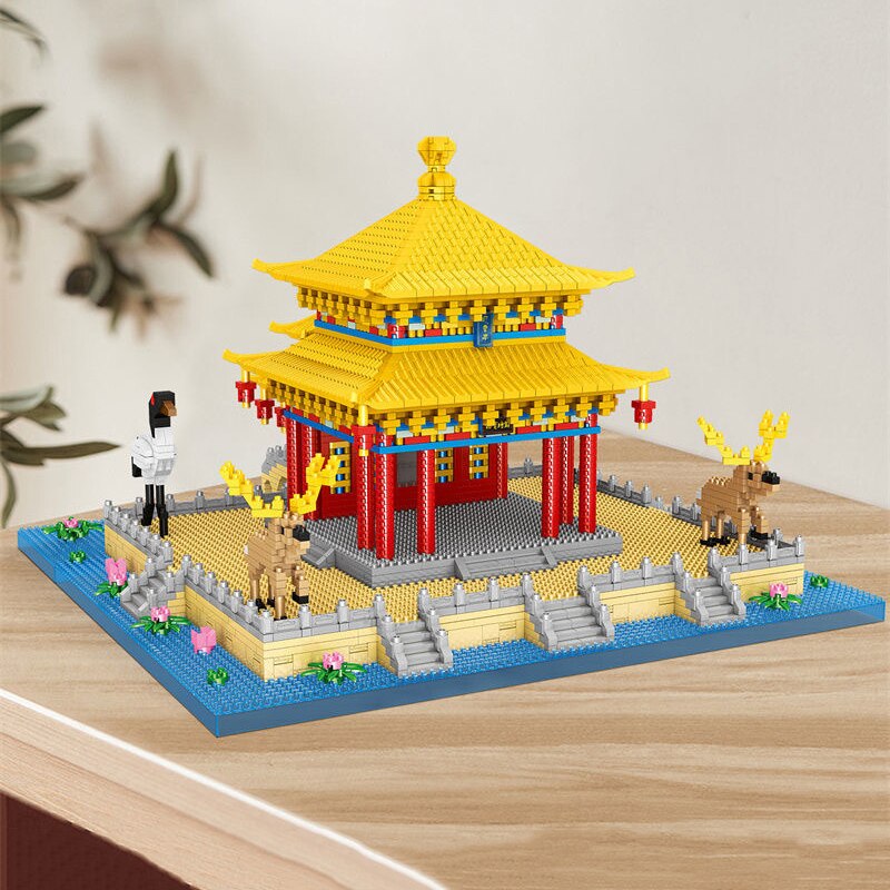 Lezi 8207 Ancient Architecture Old Summer Palace Pavilion Animal DIY Mini Diamond Blocks Bricks Building Toy for Children no Box 2