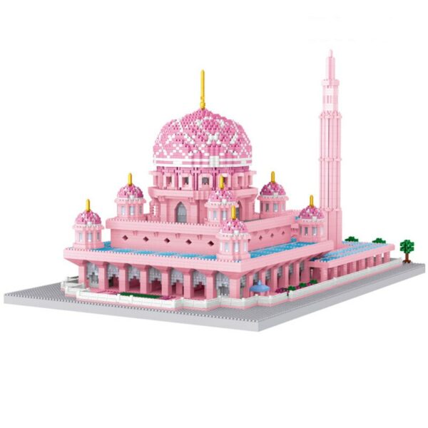 Lezi 8188 World Architecture Masjid Putra Mosque Pink Church Palace Mini Diamond Blocks Bricks Building Toy for Children no Box 6