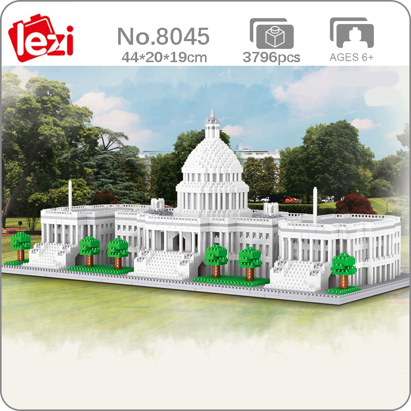 Lezi 8045 World Architecture United States Capitol Congress Building Mini Diamond Blocks Bricks Building Toy for Children no Box 1