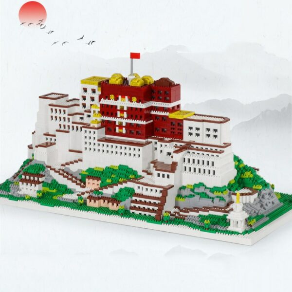 Lezi 8230 World Architecture Lhasa Potala Palace Flag Mountain Model Mini Diamond Blocks Bricks Building Toy for Children no Box 4