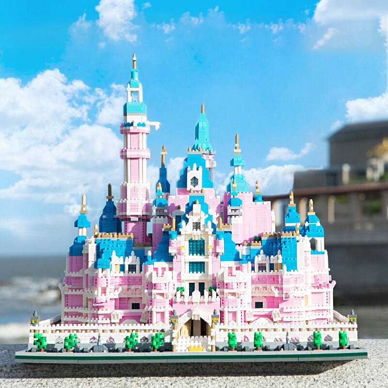Lezi 8025 World Architecture Pink Dream Garden Castle Amusement Park Mini Diamond Blocks Bricks Building Toy for Children no Box 2