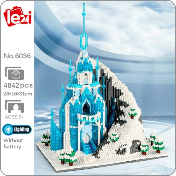 World Architecture Snow Ice Castle Tower Palace LED Light Blocks Building 1