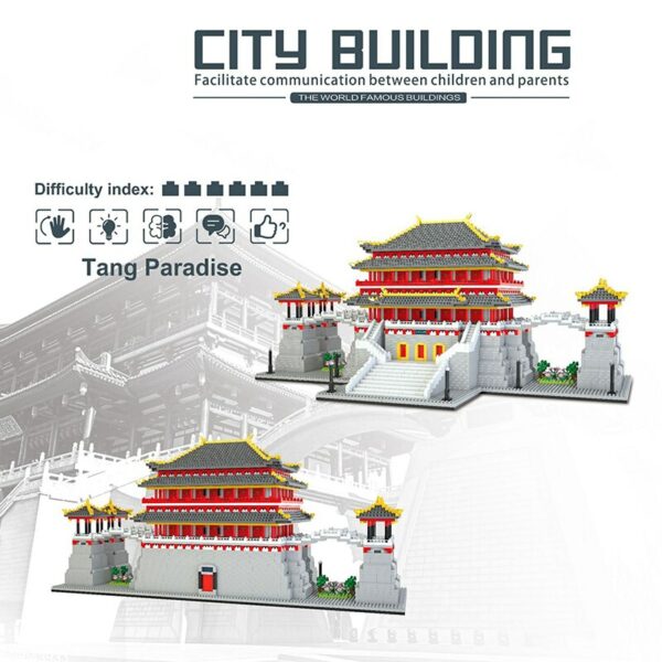 Lezi 8187 World Architecture China Ancient Tang Paradise Palace DIY Mini Diamond Blocks Bricks Building Toy for Children no Box 2