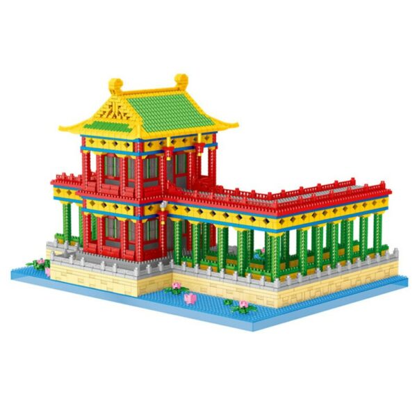 Lezi 8209 Ancient Architecture Old Summer Palace Pavilion Corridor Mini Diamond Blocks Bricks Building Toy for Children no Box 4