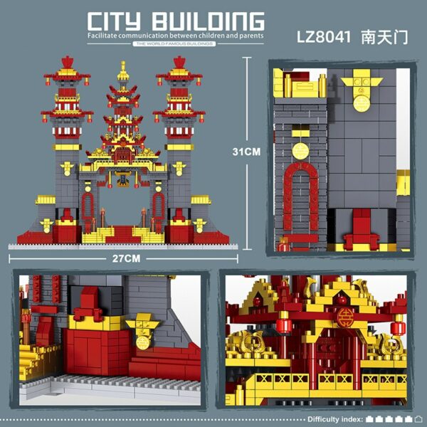 Lezi 8041 World Architecture Ancient Journey to West Nantian Gate 3D Mini Diamond Blocks Bricks Building Toy for Children no Box 6