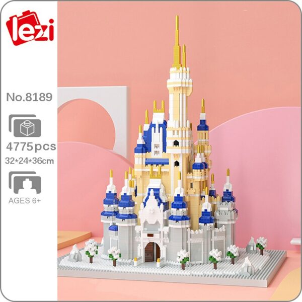 Lezi 8189 World Architecture Snow Castle Palace Tower Winter Tree 3D Mini Diamond Blocks Bricks Building Toy for Children no Box 1