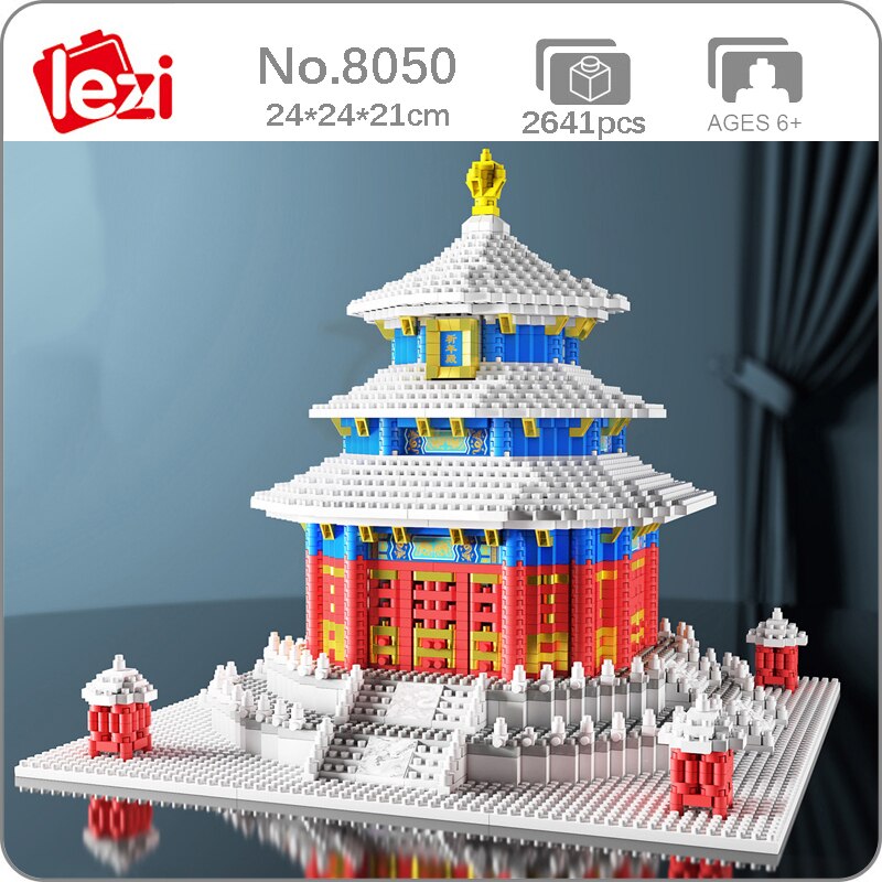 Lezi 8050 World Architecture Ancient Snow Temple of Heaven Winter 3D Mini Diamond Blocks Bricks Building Toy for Children no Box 1