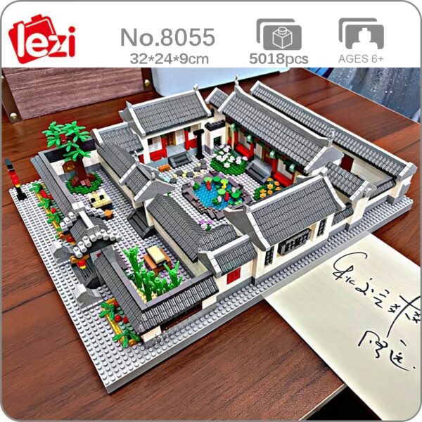 Lezi 8055 World Architecture Quadrangle Dwellings Courtyard House 3D Mini Diamond Blocks Bricks Building Toy for Children no Box 1