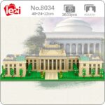 Lezi 8034 World Architecture USA MIT University School 3D Model DIY Mini Diamond Blocks Bricks Building Toy for Children no Box 1