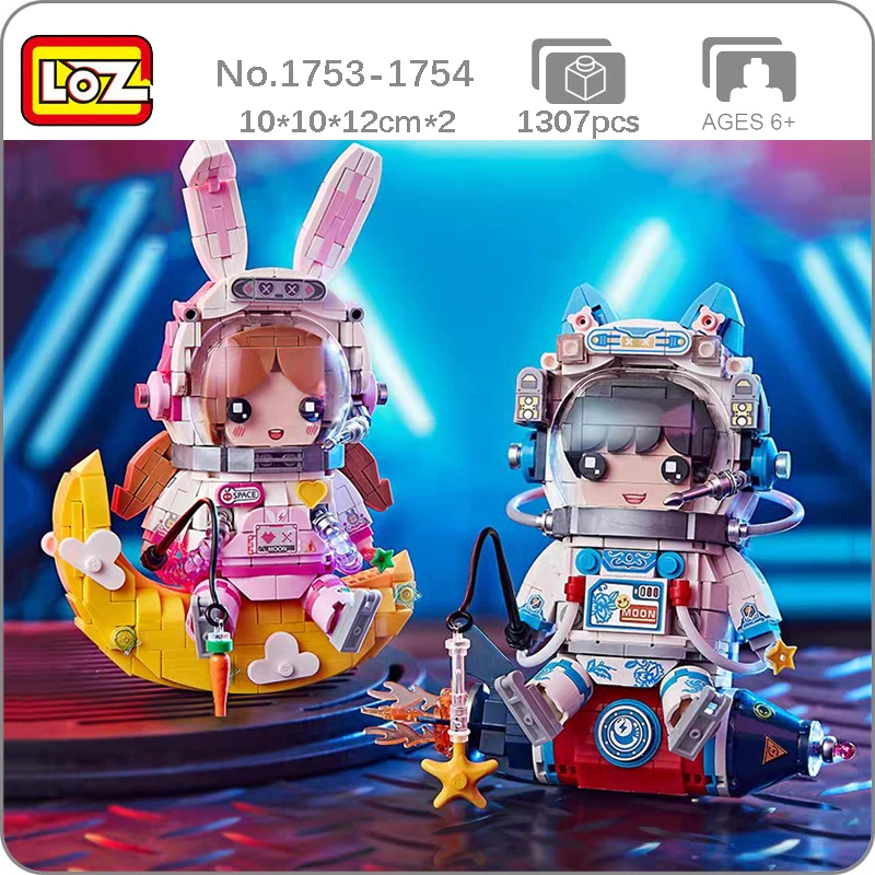 Space Adventure Cat Rabbit Astronaut Rocket Moon Star Carrot Spaceman 3D Mini Blocks Bricks Building Toy For Children 1
