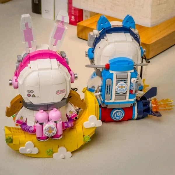 Space Adventure Cat Rabbit Astronaut Rocket Moon Star Carrot Spaceman 3D Mini Blocks Bricks Building Toy For Children 5