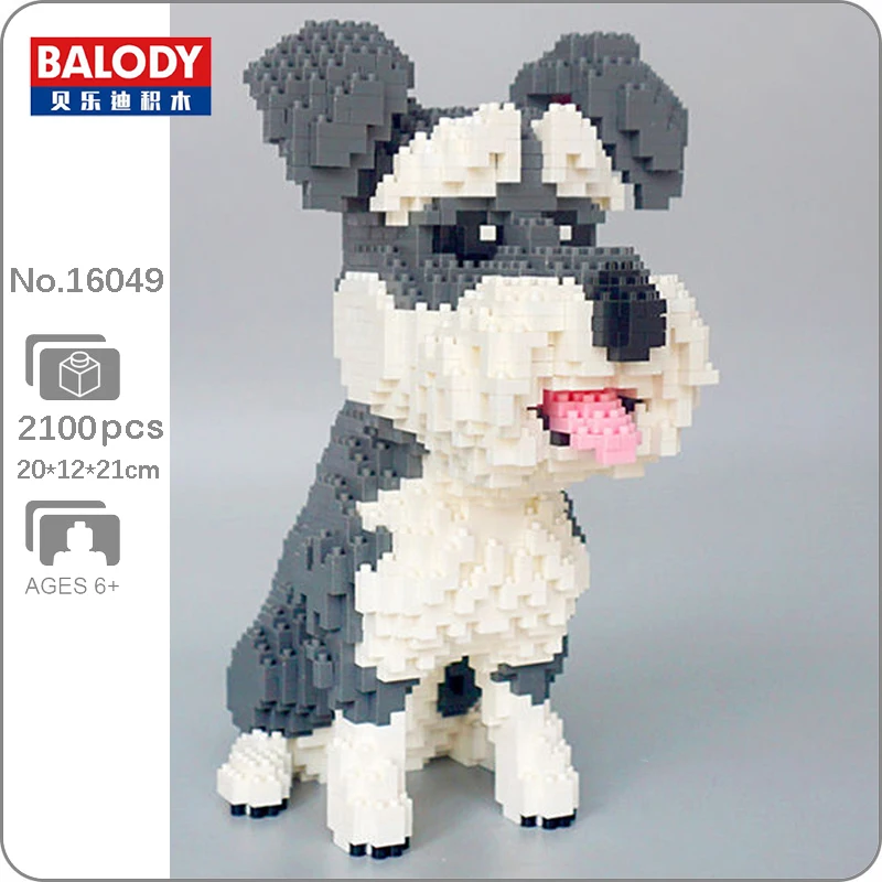 Balody 16049 Animal World Standard Schnauzer Dog Sit Pet Doll Model Mini Diamond Blocks Bricks Building Toy for Children 1