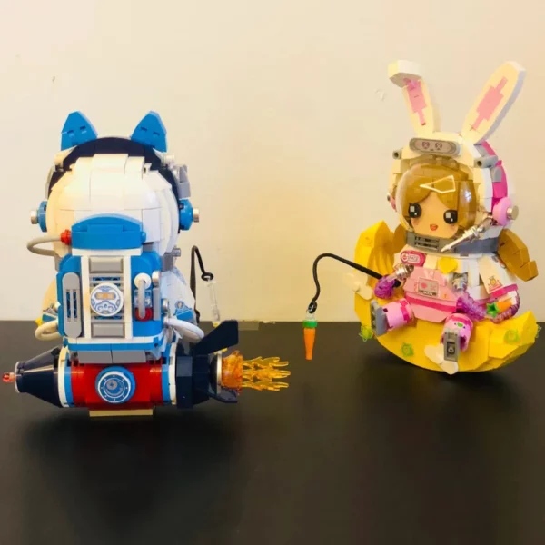 Space Adventure Cat Rabbit Astronaut Rocket Moon Star Carrot Spaceman 3D Mini Blocks Bricks Building Toy For Children 6