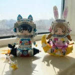 Space Adventure Cat Rabbit Astronaut Rocket Moon Star Carrot Spaceman 3D Mini Blocks Bricks Building Toy For Children 3