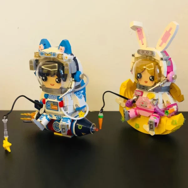 Space Adventure Cat Rabbit Astronaut Rocket Moon Star Carrot Spaceman 3D Mini Blocks Bricks Building Toy For Children 4