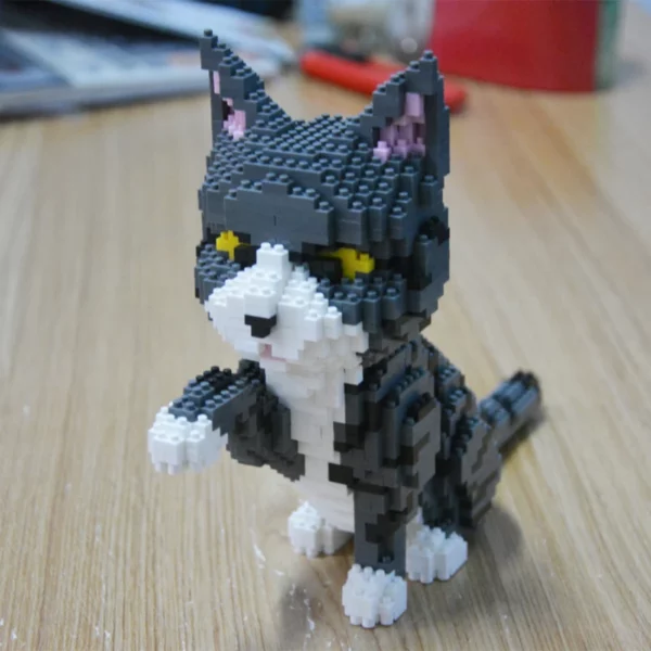 Balody 16038 Persian Cat Grey Kitten Animal Sit Pet 3D Model DIY Mini Diamond Blocks Bricks Building Toy for Children 3